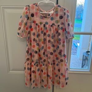 Hanna Andersson light pink multicolored polka dot flounce tulle dress size 5